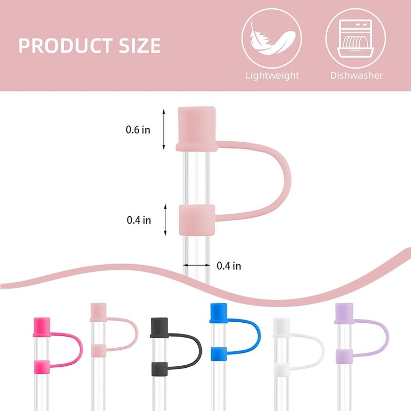 Foweroty 6|12 Pack 0.4in/10mm Straw Toppers, for Stanley Straw Covers Cap for Tumblers for Stanley 14|20|30|40|64 Oz Cup, Silicone Dust-Proof Caps（ Cup is Not Included）, 6 Pack - Image 5